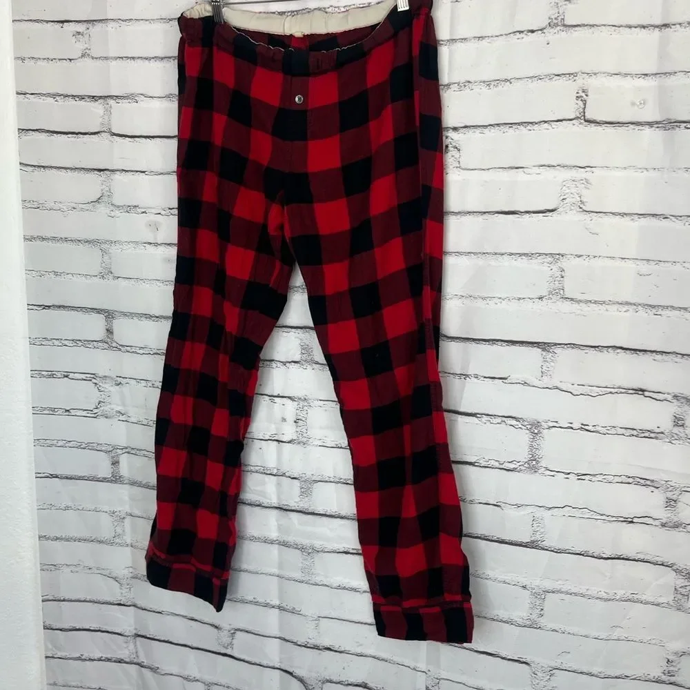 J.Crew Red Black Buffalo Plaid Flannel Pajama Pants Men’s Small Cotton Lounge